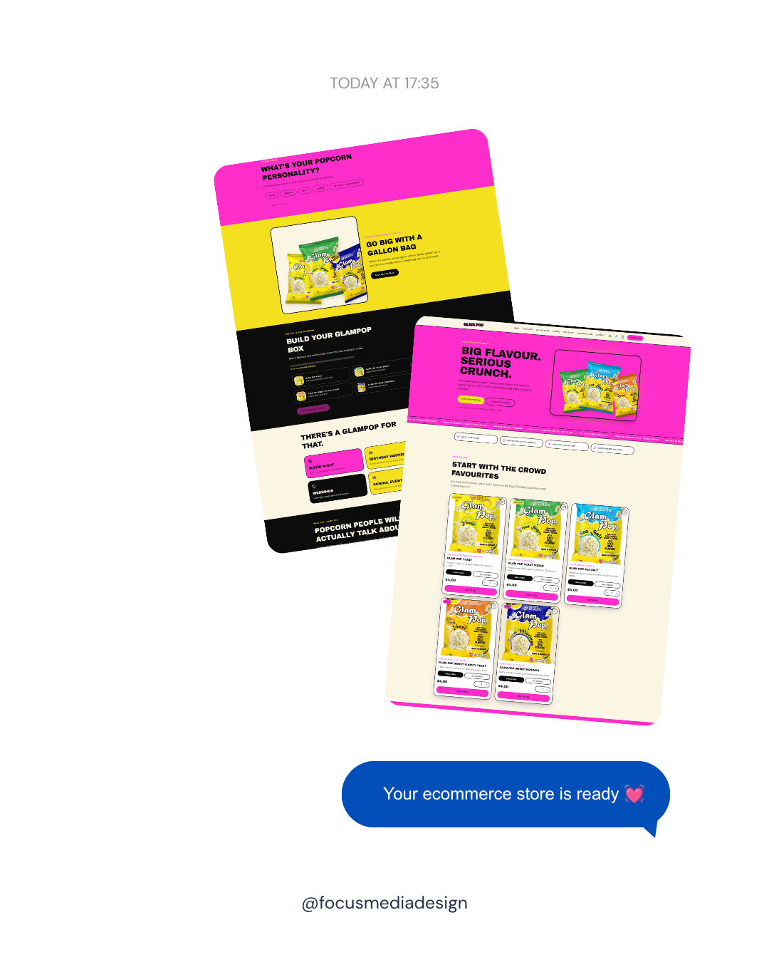 Example ecommerce store design by Focus Media and Design, shared on Instagram